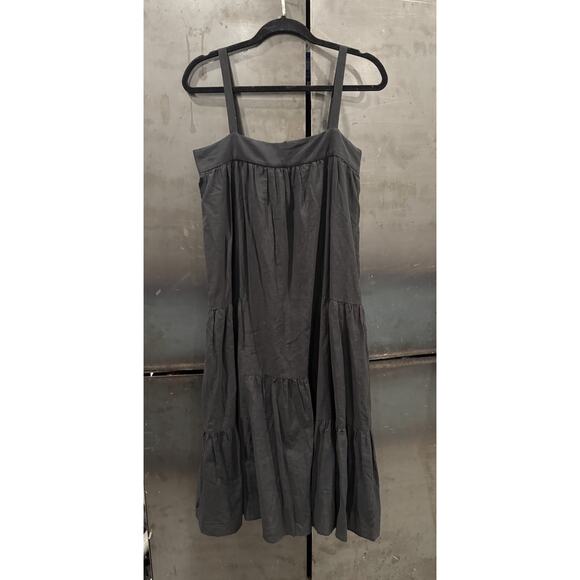 Jenni Kayne Summer Dress Black Midi Layered Cotton Linen Sleeveless Small - Picture 1 of 7